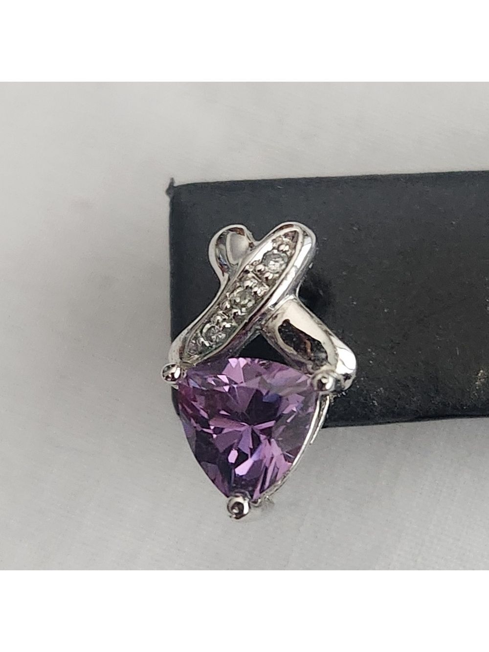 Trillian Genuine Amethyst with Diamonds Post Earrings - Picture 2 of 5